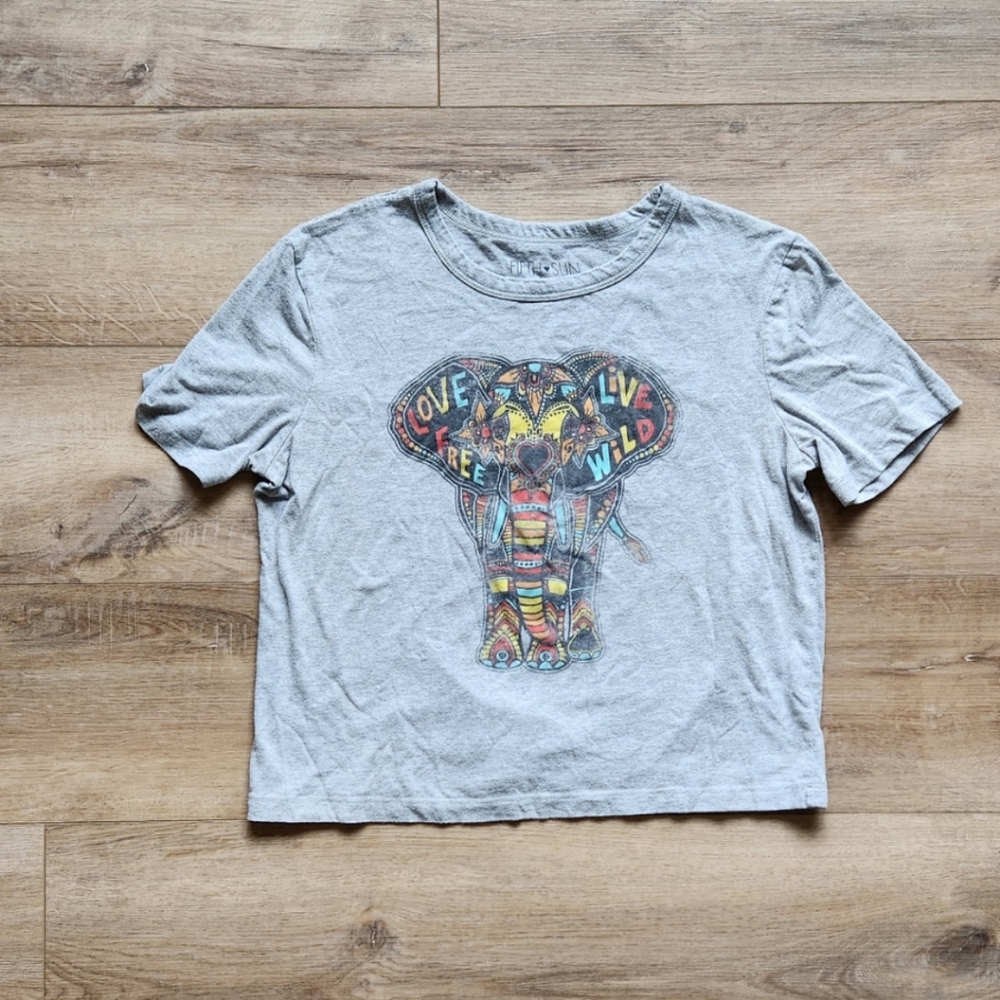 Fifth sun crop top, size large, color gray